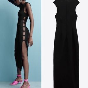 NEW Zara Bodycon Side Sexy Cut Out Black Dress